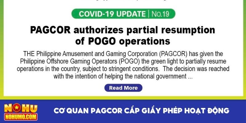 Cơ quan PAGCOR cấp giấy phép hoạt động